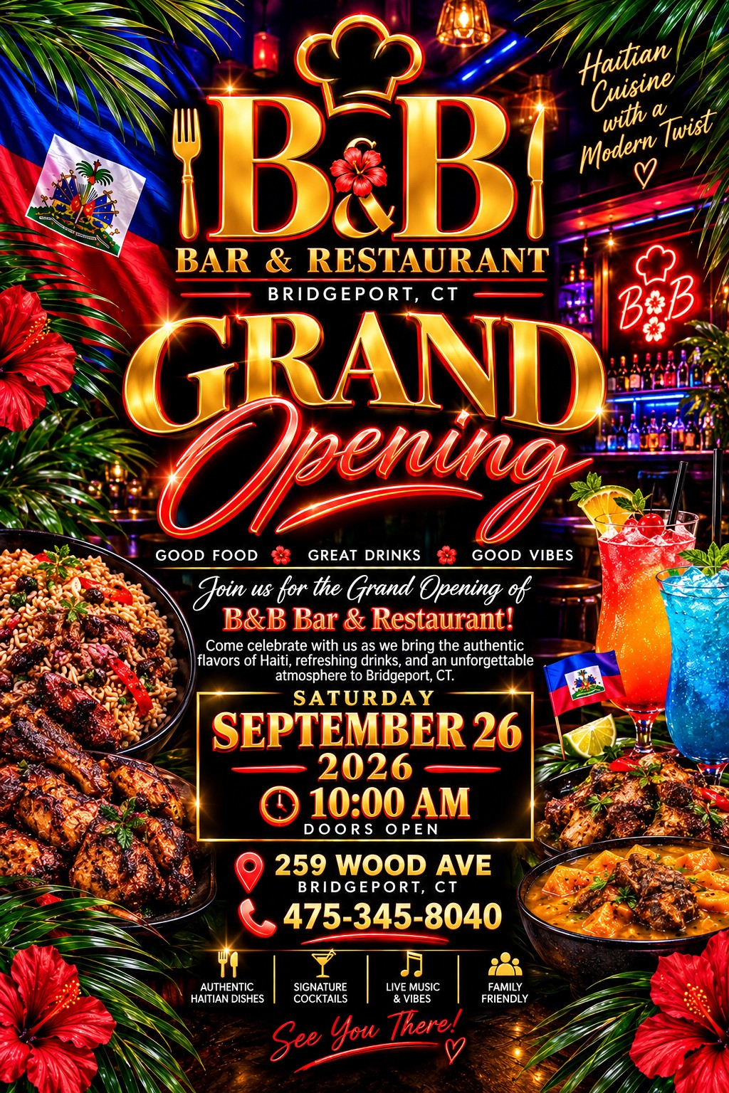 B&B Bar and Restaurant grand opening flyer