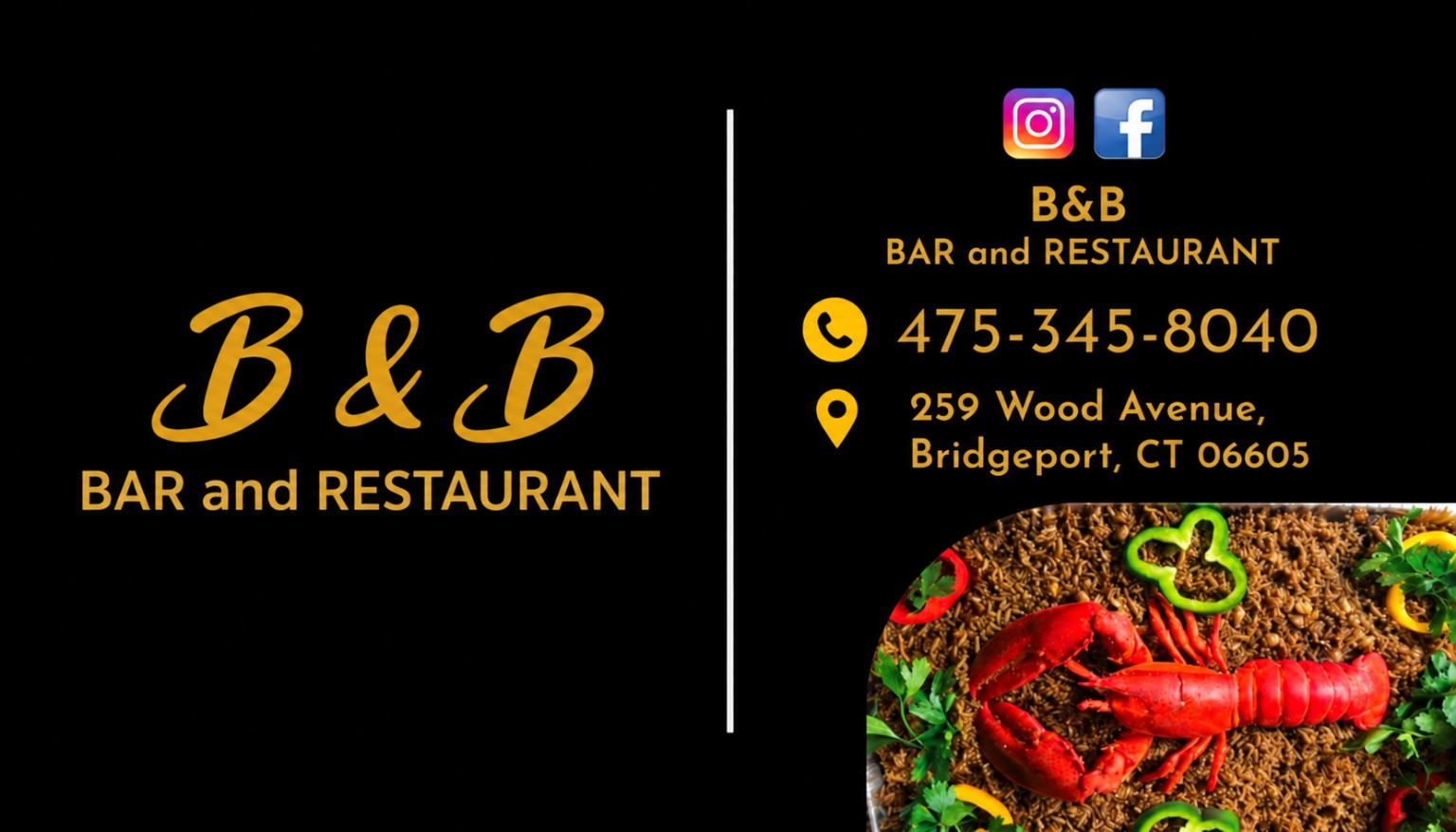 B&B Bar and Restaurant business card